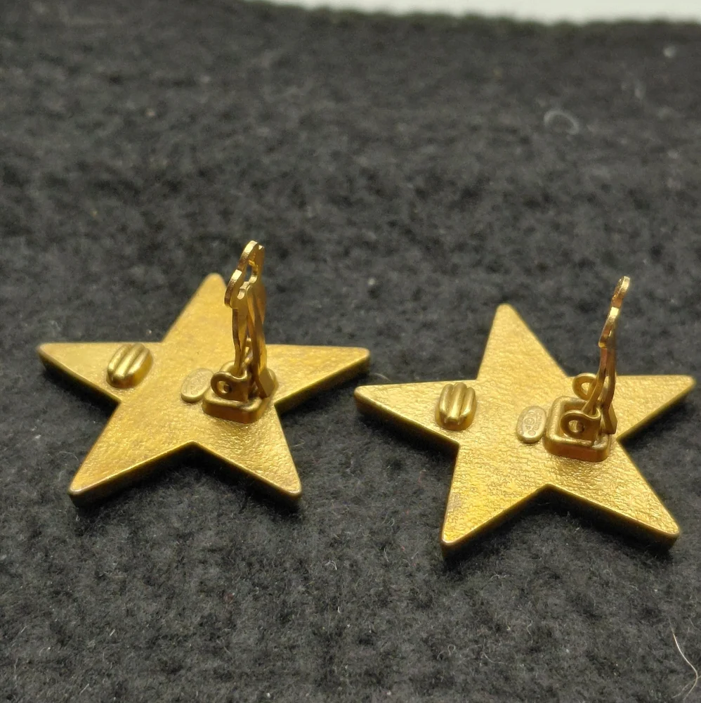 Chanel Star Coco Mark Earrings Clip-On White Gold